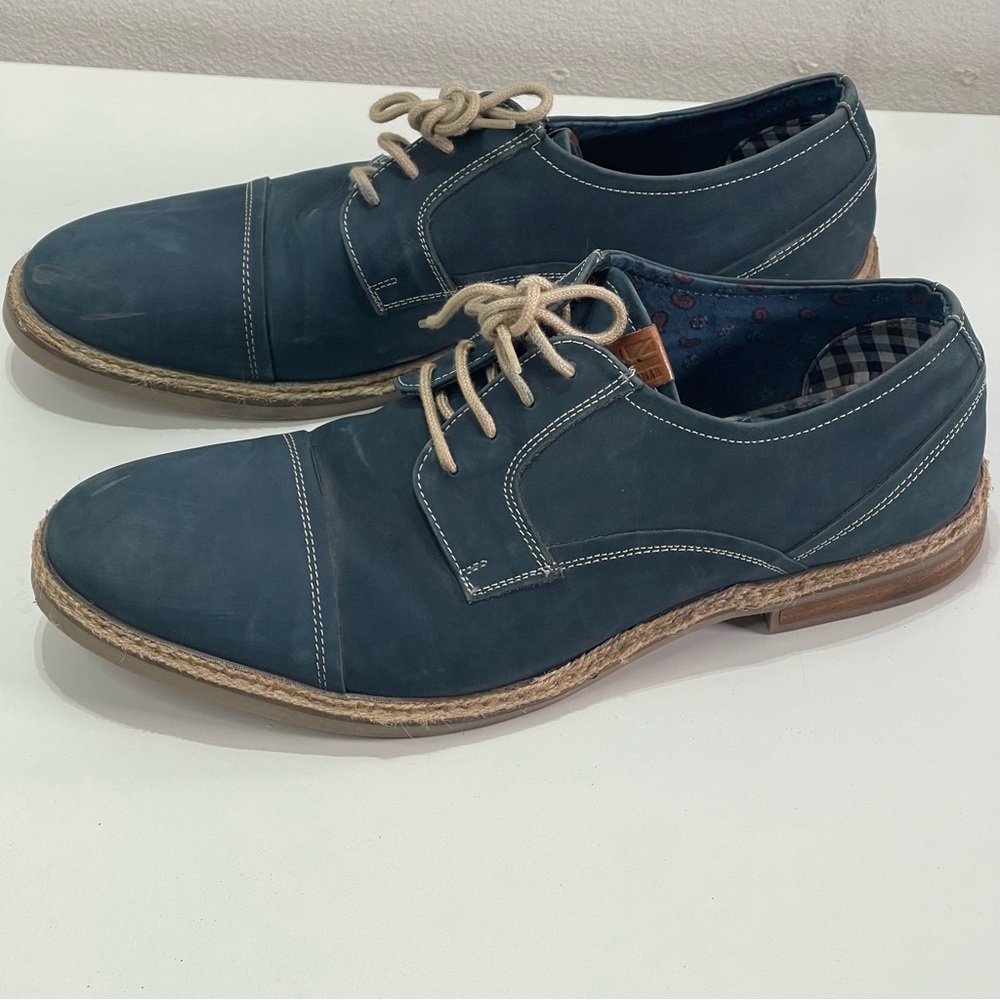 Ben Sherman Brent Men 11.5 Blue Suede Lace-Up Oxford Casual Dress Cap Toe Shoes